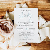 Minimalistisch Blue Tiny Human Shindig Baby Dusche Einladung