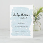 Minimalistisch Blue Watercolor Boy Baby Dusche Einladung (Stehend Vorderseite)