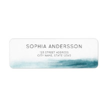 Minimalistisch Blue Watercolor Ocean Address