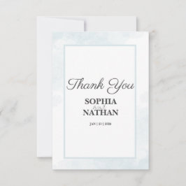 Minimalistisch Blue Watercolor Wedding Dankeschön  Dankeskarte