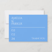 Minimalistisch Blue Wedding Dankeschön Card Dankeskarte (Vorderseite)