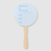 Minimalistisch Blue Wedding Hand Fans Fächer (Rückseite)