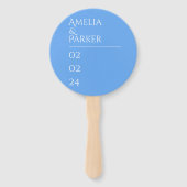 Minimalistisch Blue Wedding Hand Fans Fächer (Vorderseite)