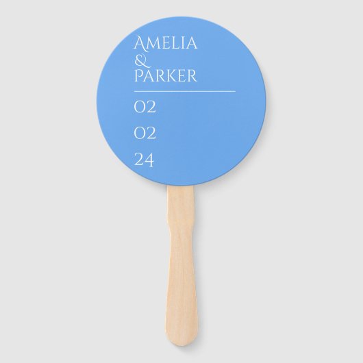 Minimalistisch Blue Wedding Hand Fans Fächer (Vorderseite)