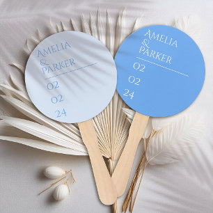 Minimalistisch Blue Wedding Hand Fans Fächer