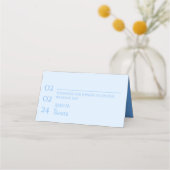 Minimalistisch Blue Wedding Platzkarte (Vorderseite)