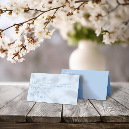 Minimalistisch Blue Wedding Platzkarte