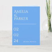 Minimalistisch Blue Wedding Programm (Vorderseite)