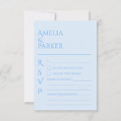 Minimalistisch Blue Wedding RSVP Karte (Vorderseite)