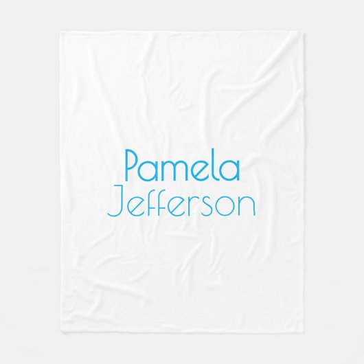 Minimalistisch Blue & White Beruflich Modern Name Fleecedecke (Vorderseite)