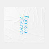 Minimalistisch Blue & White Beruflich Modern Name Fleecedecke (Vorderseite (Horizontal))