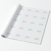 Minimalistisch Blue & White Beruflich Modern Name Geschenkpapier (Ungerollt)