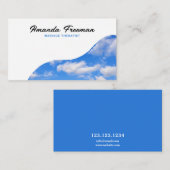 Minimalistisch Blue & White Cloudy Sky Massage The Visitenkarte (Vorne/Hinten)