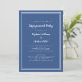 Minimalistisch Blue & White Wedding Party Einladung (Stehend Vorderseite)