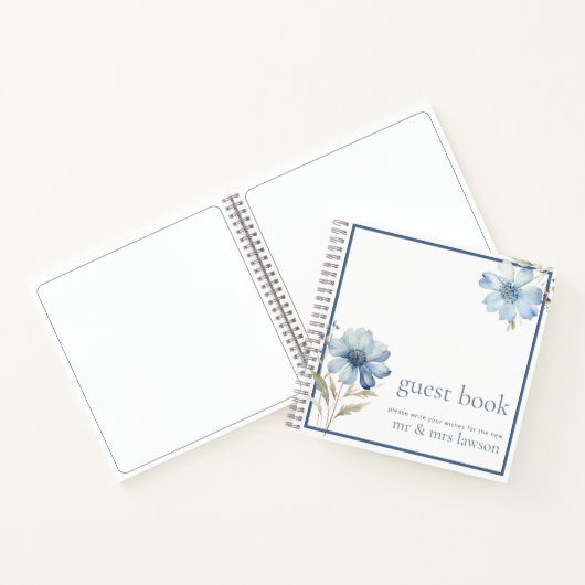 Minimalistisch Blue Wildblume Wedding Guest Book Notizblock (Innenseite)