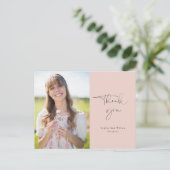 Minimalistisch Blush Abschluss Vielen Dank für Ihr Postkarte (Stehend Vorderseite)