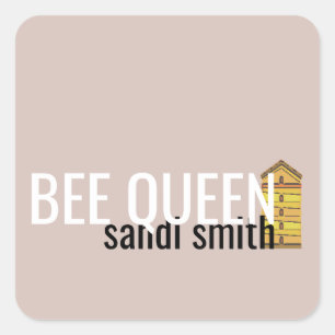 Minimalistisch Blush BEE QUEEN und Bienenquadrat S Quadratischer Aufkleber