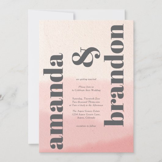 Minimalistisch Blush & Bloom Bold Script Foto Wedd Einladung (Vorderseite)