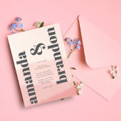Minimalistisch Blush & Bloom Bold Script Foto Wedd Einladung