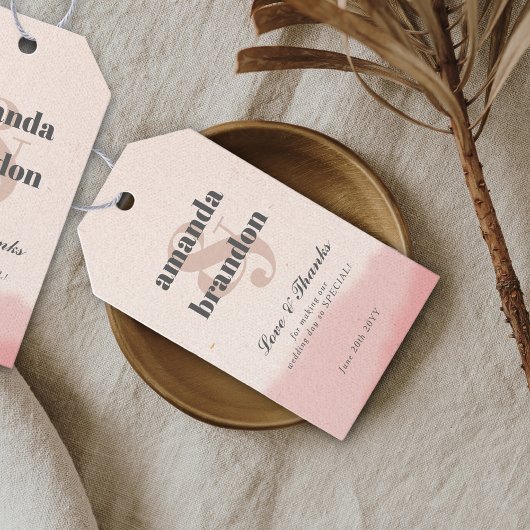Minimalistisch Blush & Bloom Bold Script Hochzeit Geschenkanhänger