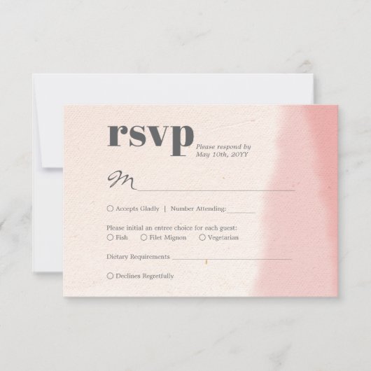 Minimalistisch Blush & Bloom Bold Script Hochzeit RSVP Karte (Vorderseite)