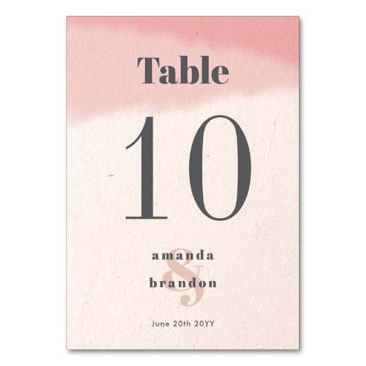 Minimalistisch Blush & Bloom Bold Script Hochzeit Tischnummer (Rückseite)