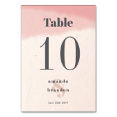 Minimalistisch Blush & Bloom Bold Script Hochzeit Tischnummer (Vorderseite)