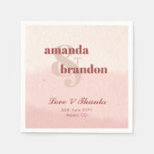 Minimalistisch Blush & Bloom Bold Script Liebe & D Serviette (Vorderseite)