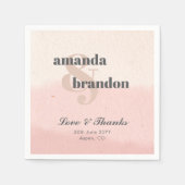 Minimalistisch Blush & Bloom Bold Script Liebe & D Serviette (Vorderseite)