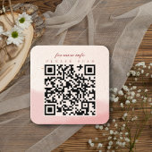 Minimalistisch Blush Bloom Bold Script QR Code Wed Begleitkarte