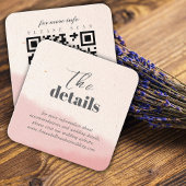 Minimalistisch Blush Bloom Bold Script QR Code Wed Begleitkarte