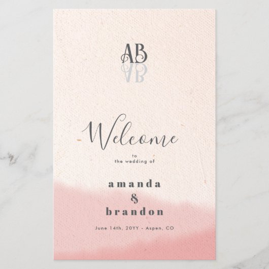 Minimalistisch Blush Bloom Bold Script Wedding Pro (Vorderseite)