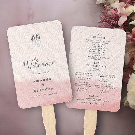 Minimalistisch Blush Bloom Bold Script Wedding Pro Fächer