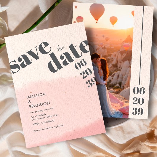 Minimalistisch Blush & Bloom Fett SkriptWedding-Fo Save The Date