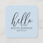 Minimalistisch Blush Blue Hallo QR Code Social Med Quadratische Visitenkarte (Vorderseite)