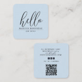 Minimalistisch Blush Blue Hallo QR Code Social Med Quadratische Visitenkarte (Vorne/Hinten)