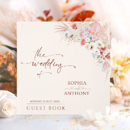 Minimalistisch Blush Boho Floral Wedding Guest Boo Gästebuch
