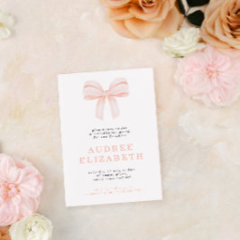 Minimalistisch Blush Coquette Bow Girls Geburtstag Einladung