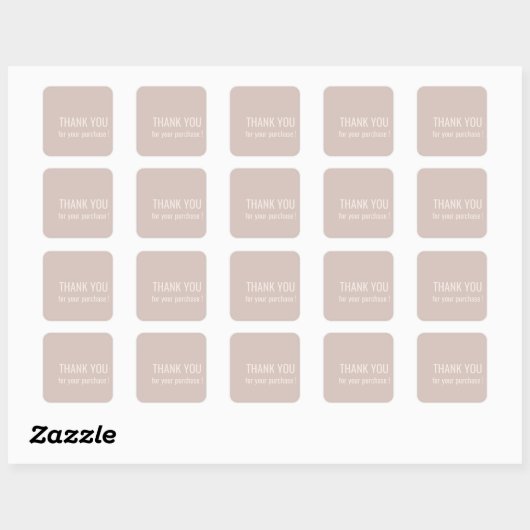 Minimalistisch Blush Danke Square Sticker (Blatt)