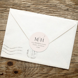 Minimalistisch Blush Einfache Monogramm-Rücksendea Runder Aufkleber