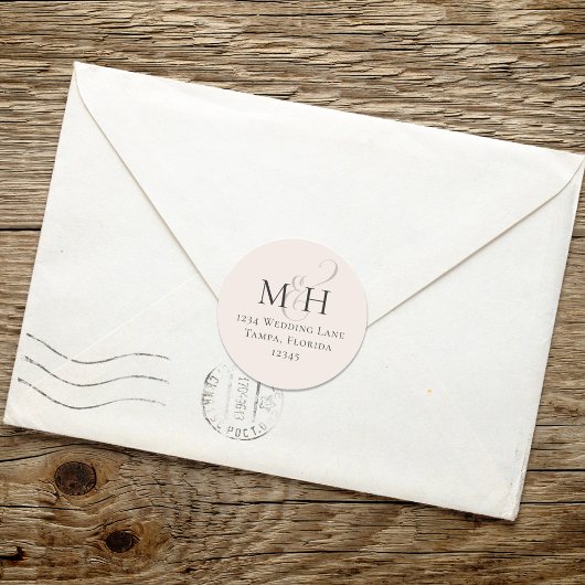 Minimalistisch Blush Einfache Monogramm-Rücksendea Runder Aufkleber
