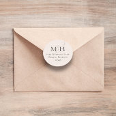 Minimalistisch Blush Einfache Monogramm-Rücksendea Runder Aufkleber