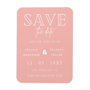 Minimalistisch Blush Handschrift Save the Date Magnet
