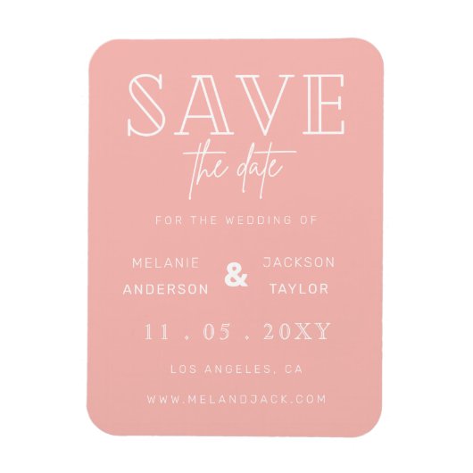 Minimalistisch Blush Handschrift Save the Date Magnet (Vertikal)