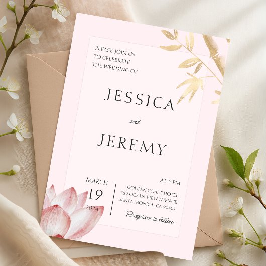 Minimalistisch Blush Japanisch Bamboo Asiatische H Einladung