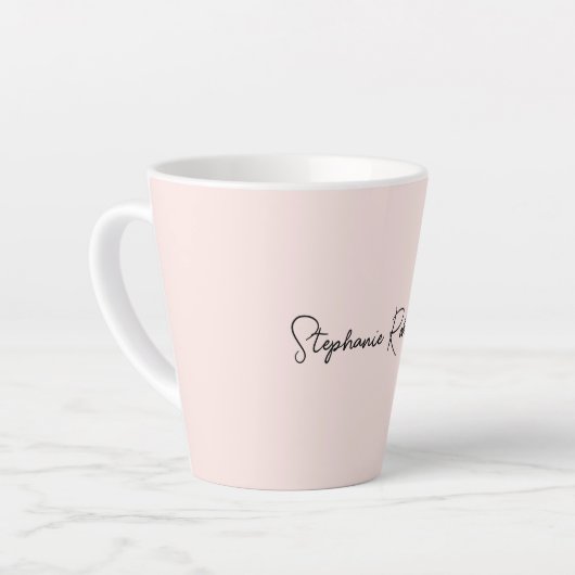 Minimalistisch Blush Monogram Name Typografy Scrip Milchtasse (Linke Ecke)