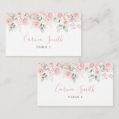 Minimalistisch Blush Pink Bläserndusche Platzkarte (Vorne/Hinten)