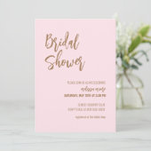 Minimalistisch Blush Pink Bridal Dusche Einladung (Stehend Vorderseite)