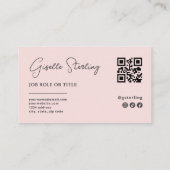 Minimalistisch Blush Pink Company Script QR Code Visitenkarte (Rückseite)