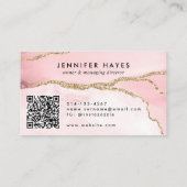 Minimalistisch Blush Pink Gold Glitzer Marble Agat Visitenkarte (Rückseite)